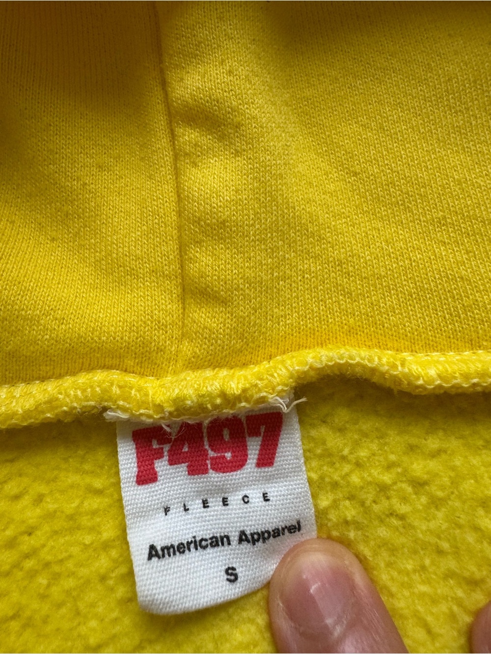American Apparel Bright Yellow Fleece Zippered Hoodie Sweatshirt Dyn - Picture 3 of 3